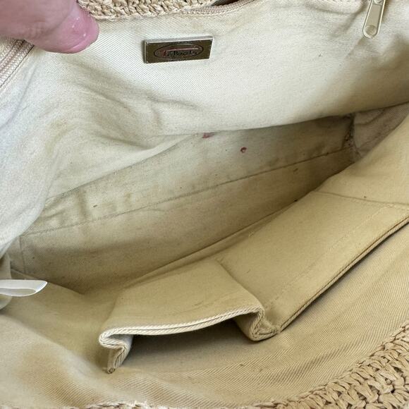 Talbots Vintage Woven Straw Double Handles Lined Hand Bag - Picture 6 of 8